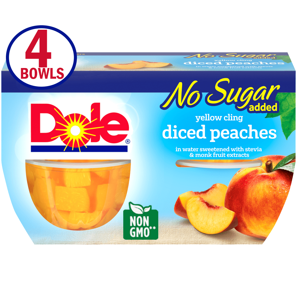 4 Cups Dole No Sugar Added Yellow Cling Diced Peaches 4oz Fruit Bowls Walmart Com 4 Cups Dole No Sugar Added Yellow Cling Diced Peaches 4oz Fruit Bowls Walmart Com