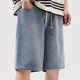 thumbnail image 5 of Ceisia Men's Relaxed Fit Straight Leg Denim Shorts Drawstring Elastic Waist 5-Pocket Jean Shorts Gift, 5 of 7