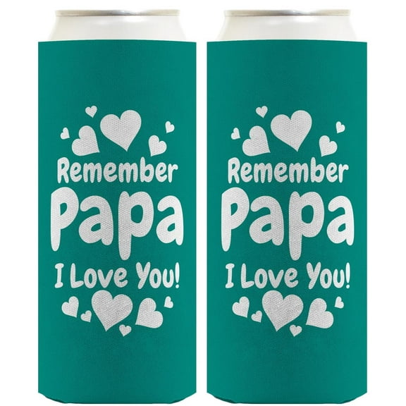 Papa Gifts For Grandpa Remember Papa I Love You 2-Pack Ultra Slim Can Thermocoolers