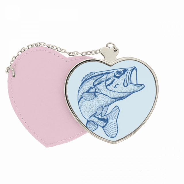 Grain Blue Big Fish Art Deco Fashion Mirror Travel Purse Makeup Heart Pink