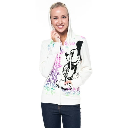 Disney Jacket - Mickey Mouse Sketch Juniors Zip Hoodie Jacket