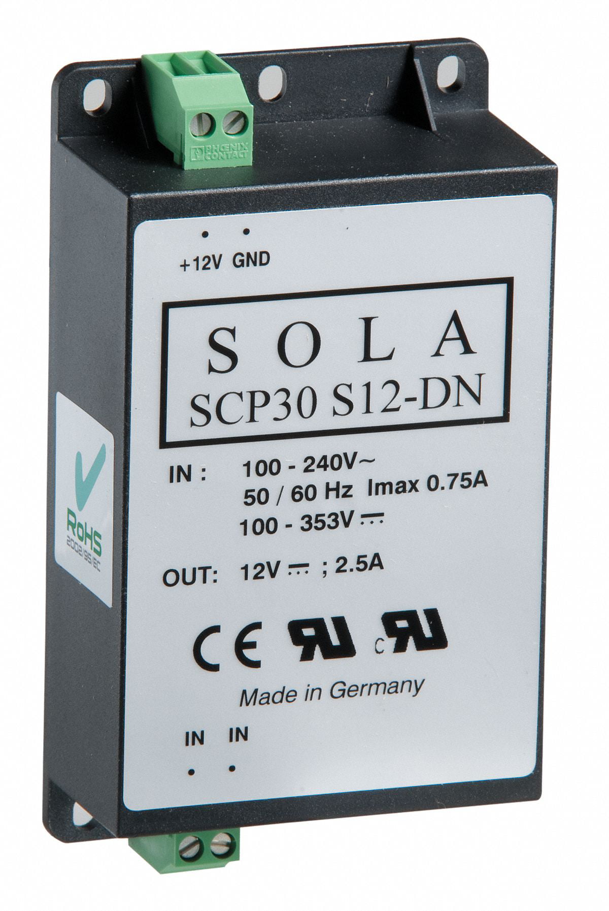 50/60 Hz 12 VDC 2.5 Amp Sola/Hevi-Duty SCP30S12-DN DC Power Supply