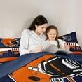 thumbnail image 4 of Homewish Sport City Silhouette 7-Piece Bedding Comforter Set,Rugby Ball Game King Bedding Sets,Deepblue Orange Bed Sheets For Bots Kids,Breathable Home Decor Reversible, 4 of 8