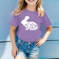 thumbnail image 2 of Chemises Filles Mode Décontractée Imprimé Col Rond Manches Courtes T-Shirt Hauts Filles Violet 1 An-2 Ans, 2 of 4