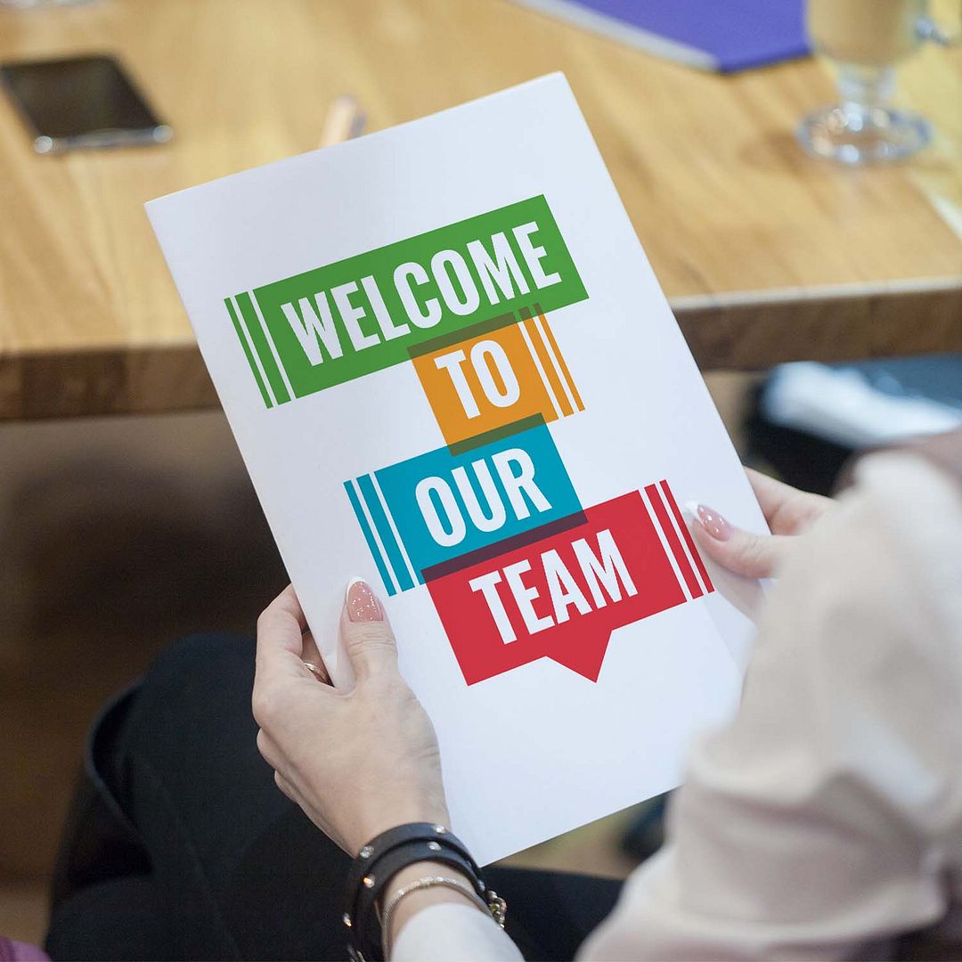 Welcome To Our Team Folders / 25 Colorful Employee Pocket Folders / 9" x 12" New Member Greeting Folder Pack / Made In The USA