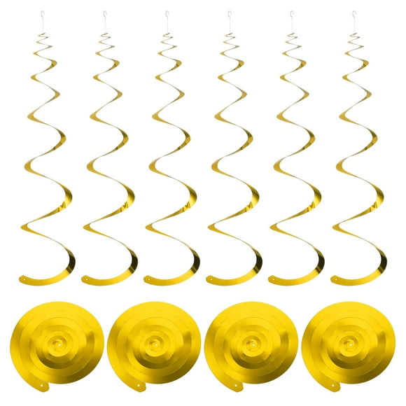 18uds Oro Fiesta Colgante Doble Tira Colgante Decoraciones Plástico Techo Serpentinas Fiesta Decoraciones para Cumpleaños Fiesta con Colgar Etiqueta Cuerda, Gancho