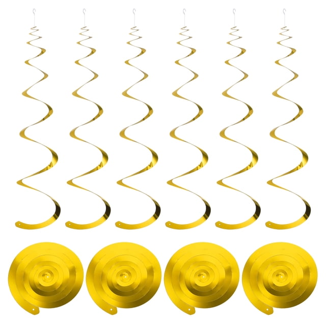 Unique Bargains 30 Pcs Gold Party Hanging Double Strip Hanging Decorations for Birthday Party with Hang Tag String,Hook