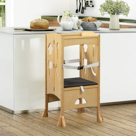 Kids I m a Big Helper  Kitchen Step Stool for Toddlers Kitchen Helper Stool with Safety Rail  Children Standing Tower for Learning Little Helper  Solid Counter Stool for Kids – Natural