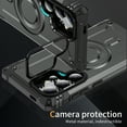 thumbnail image 3 of Designed for Samsung Galaxy S25 Ultra Armor Case with Camera Cover Stand, Shockproof Protection, Support Magnetic Wireless Charger Rugged Cover for S25 Ultra, Support Car Magnetic Holder - Gray, 3 of 7