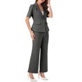 thumbnail image 4 of INSPIRE CHIC Women's Business Office Suit Set One Button Short Sleeve Blazer and Suit Pants XL Dark Gray, 4 of 6