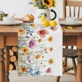 thumbnail image 5 of Burlap Table Runner 90 Inches Long, Pastoral Watercolor Floral Non-Slip Kitchen Table Runners for Dining Room Everyday Use Party Table Decorations Country Red Blue Wildflowers, 5 of 9