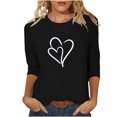 thumbnail image 1 of Plebaso Hauts Cœur pour Femmes Manches 3/4 Col Rond T-Shirts Décontractés Imprimé Pull Femmes 2025 Tee Blouses, 1 of 4