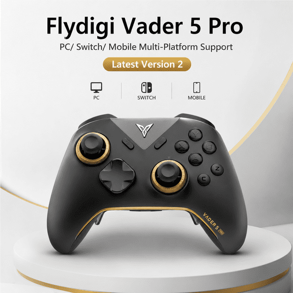 FLYDIGI Vader 5 Pro PC Controller, FORCEFLEX Joysticks, 3ms Ultra-Low Latency, FORCESWITCH Triggers, 8 Extra Buttons, Triggers & Grips Vibration, 1000mAh Battery, PC/NS/Android/TV
