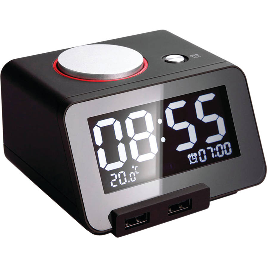 HomTime 19305 C1 Alarm Clock with Dual USB Charging Ports, Black
