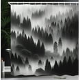 thumbnail image 3 of Ambesonne Black and White Shower Curtain, Foggy Forest Scene, 69"Wx75"L, Grey and Charcoal Grey, 3 of 4