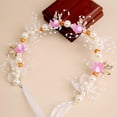 thumbnail image 3 of Guirnalda de flores nupcial hecha a mano, diadema con lazo, diadema para dama de honor, corona para el pelo, cinta ajustable, festivales de boda, fiesta, Cosplay, 3 of 5