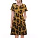 thumbnail image 1 of Balery Golden Leopard Glitter Vestidos sueltos de manga corta para mujer, vestidos de verano 2025, vestidos casuales de corte A con vuelo., 1 of 6