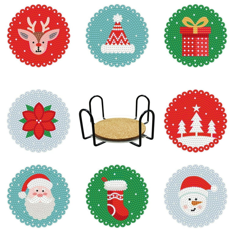 Wholesale DIY Christmas Theme Diamond Painting Coaster Kits