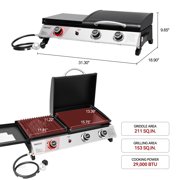 Royal Gourmet 3-Burner Portable Gas Griddle with Side Burner, PD1305H
