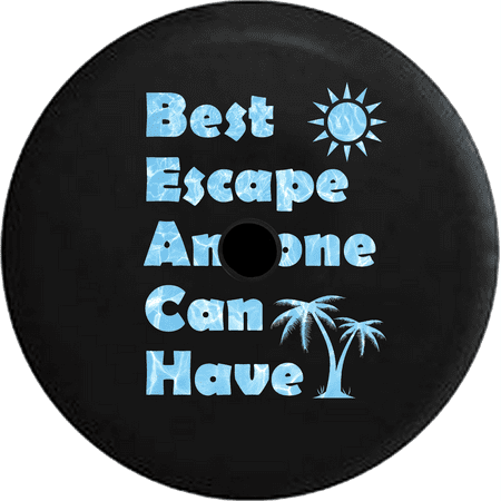 2018 2019 Wrangler JL Backup Camera BEACH Best Escape Palm Trees Sun Ocean Water Spare Tire Cover for Jeep RV 32 (Best Camera For Outdoor Photography 2019)