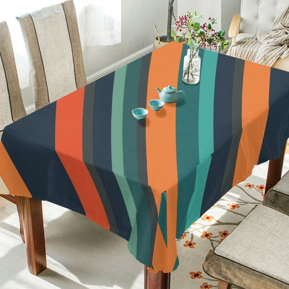 Yayeee Tablecloths 54" x 54" Rectangle Wrinkle Resistant Party Table Cover, Retro Stripes