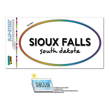 Sioux Falls, SD - South Dakota - Rainbow - City State - Oval Laminated Sticker