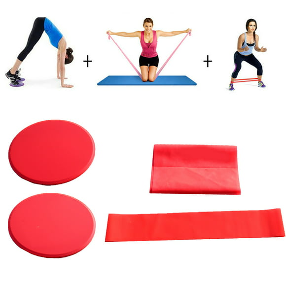 Manunclaims Gliding Discs Core Sliders and Exercise Resistance Bands + Elastic Band | Strength, Stability, and Crossfit Training for Home, Gym, Travel - Yoga Exercise
