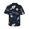 thumbnail image 3 of Balery Space Print Men's Hawaiian Shirts Short Sleeve Beach Shirt Relaxed Fit Vacation Button Down Shirts-Small, 3 of 9