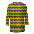 thumbnail image 5 of Gamivast Womens Mardi Gras Sweatshirts Striped 3/4 Sleeve Crewneck Pullover Relaxed Fitted Tunic Tee Tops Holiday Carnival Party Outfits 2026, 5 of 6