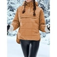 thumbnail image 5 of Womens Oversized Puffer Jacket Quilted Dolman Hoodies Pullover Long Sleeve Warm Tops Coat Light Brown XXL, 5 of 7