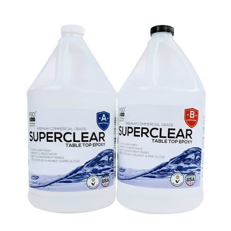 SUPERCLEAR EPOXY RESIN 2 Gallon Kit, FOR RIVER TABLES, LIVE EDGE TABLES, BAR TOPS AND COUNTERTOPS, 1:1 Ratio - Fiberglass Coatings, (Best Epoxy For Countertops)