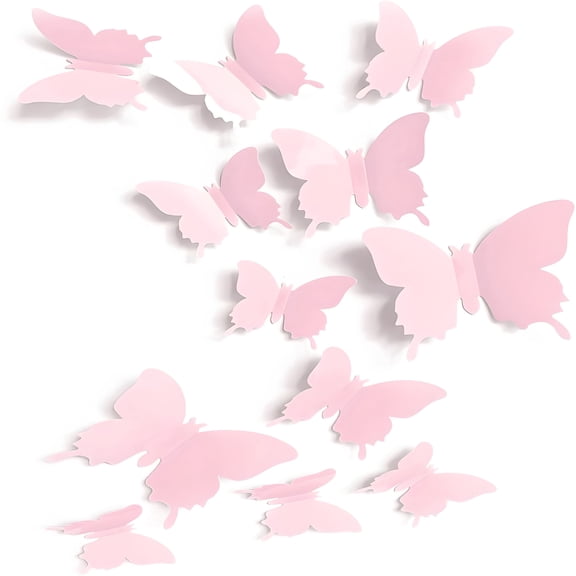 CCOCC 2 Pcs Nursery Decor - Cute Pink Butterfly Wall Decals, Pastel Aesthetic Butterflies Stickers for Girls Room, Baby Toddler Girl Room Decor, Butterfly Wall Decor for Nursery