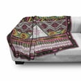 thumbnail image 3 of Ethnic Soft Flannel Fleece Throw Blanket, Travel Adventure Boho Hippie Geometric Colorful Ornaments Folkloric Elements, Cozy Plush for Indoor and Outdoor Use, 70" x 90", Pink and Brown, by Ambesonne, 3 of 6