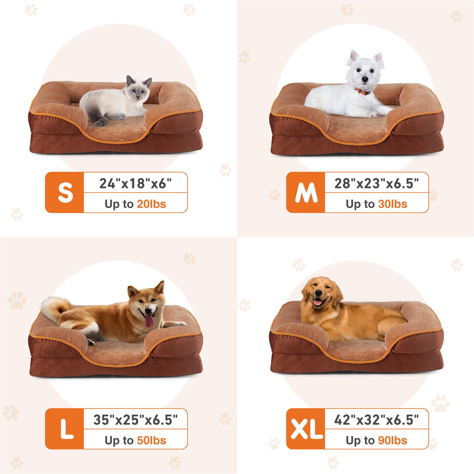 Kadyn 28"x23" Orthopedic Dog Bed for Small Dogs and Cats, Waterproof Dog Sofa Beds, Supportive Foam Pet Couch Bed with Removable Washable Cover, Brown Kadyn 28"x23" Orthopedic Dog Bed for Small Dogs and Cats, Waterproof Dog Sofa Beds, Supportive Foam Pet Couch Bed with Removable Washable Cover, Brown