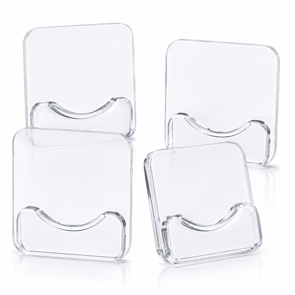 Adhesive Shower Curtain Rod Holder,Invisible Wall Mount Holder for Curtain Rod,No Drilling | Rod Retainer,Transparent Tension Curtain Rod Holder,4 Pack(Rod Not Included)