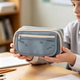 thumbnail image 3 of IPEWLEX Large Capacity Zipper Pencil Case, Versatile Multi-functional Organizer Pouch for Makeup & Electronics, Lightweight Portable Storage Bag Ideal for Office, Travel, and Daily Work, 3 of 5