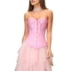 thumbnail image 1 of Tops de Corsé para Mujer, Lencería Moldeadora con Bustier, Body Push Up con Cintura de Encaje Rosa XXL, 1 of 10