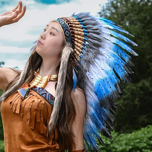 Tocado de plumas de inspiración india, accesorio para cabello para disfraces de actuación.