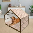thumbnail image 2 of Flower Pet House, Romantic and Vintage Gardening Plants Bridal Theme Buds and Blossoms, Outdoor & Indoor Portable Dog Kennel with Pillow and Cover, 5 Sizes, Reseda Green Salmon, by Ambesonne, 2 of 4