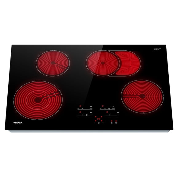 Tecasa 30 Inch 4 Burners Radiant Electric Cooktop in Black with Bridge Element and Triple Ring Element Touch Control