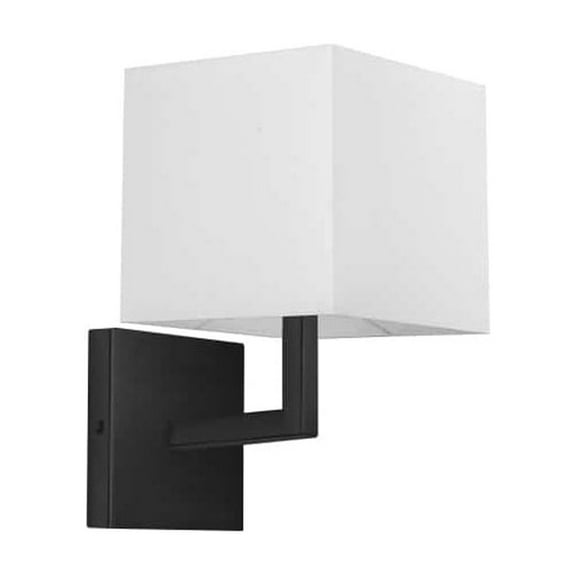 Dainolite 77-1W-MB-WH 1 Light Incandescent Matte Black Wall Sconce with White Shade