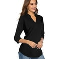 thumbnail image 4 of CEASIKERY Women's Blouse;3/4 Sleeve Tops;V Neck Casual Tunic;Loose Shirt, 4 of 13
