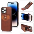 thumbnail image 1 of For Iphone 14 Pro Soft Skin Wallet Bag Phone Case(Brown),iPhone 15, 1 of 6