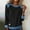 Black, variant on Women's Tops Women's Solid Color Casual Long Sleeve Round Neck Hem Denim Patchwork Pullover Top Pink M