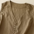 thumbnail image 5 of Women's Outerwear Vests Womens Cotton Linen Vest Casual Loose V Neck Sleeveless Vests Jacke Khaki M, 5 of 7