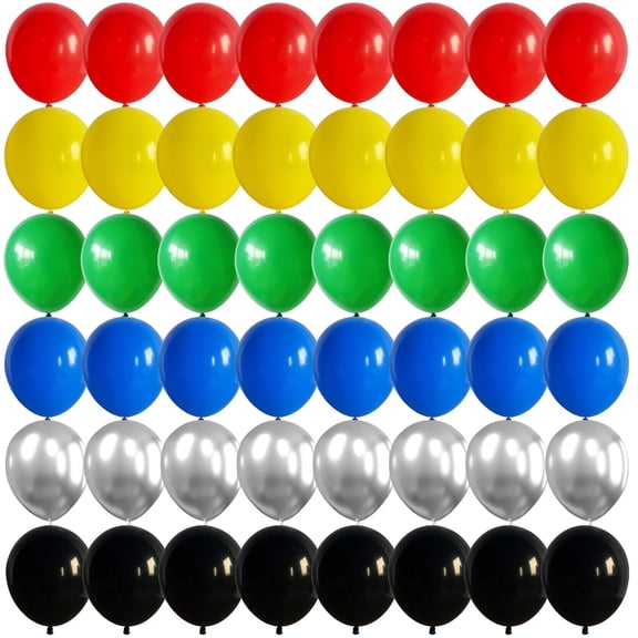 Red Yellow Blue Balloon, 60Pcs 12Inch Black Red Blue Yellow Green Silver Balloons for Birthday Decorations