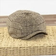 thumbnail image 4 of HNMKIU Newsboy Hats for Men Plaid Cabbie Flat Cap Classic Artist Beret Unisex Mens Hats Z02_Coffee,M, 4 of 7