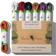 Dress Shoe Laces for Men in (7 Pairs) of Round Waxed Shoelaces  100% Cotton  Green Shoe Laces, Tan Shoe Laces, White Shoe Laces, Blue Shoe Laces, Red Shoe Laces, Orange, and Purple Laces