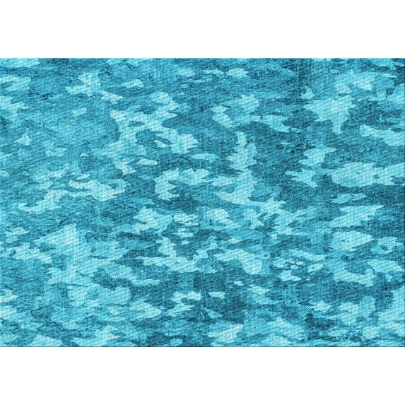 Ahgly Company Machine Washable Indoor Rectangle Transitional Blue Area Rugs, 5' x 7'