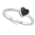 thumbnail image 4 of CHOOSE YOUR COLOR Simulated Black Onyx Heart Promise Purity Ring .925 Sterling Silver Band CZ Female Size 4, 4 of 4